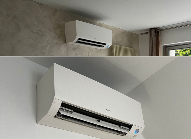 Intérieur d'une pièce avec une unité de pompe à chaleur air/air (climatiseur)