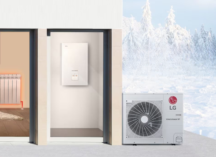 Installation d'une pompe à chaleur air-eau devant une maison en Hauts-de-France